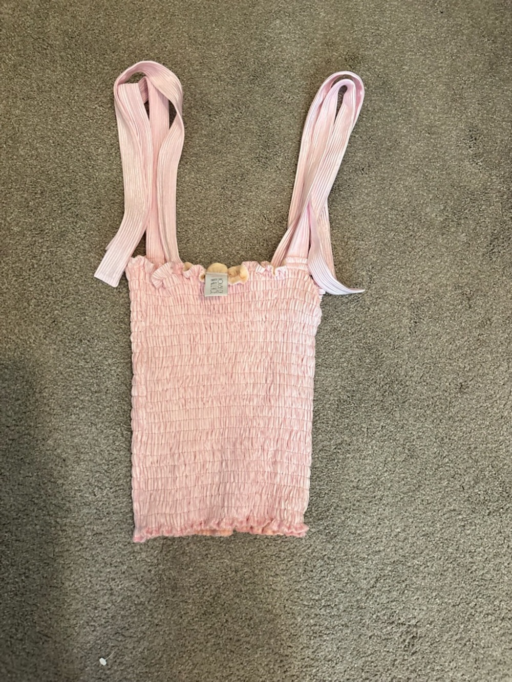 Kids Pink Smocked Tank Top with Tie Straps